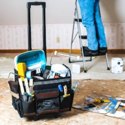 DEAD ON TOOLS 18 in. Rolling Tool Tote with Extended Handle -Gripstor Sales Store black dead on tools tool bags do roller 31 1000