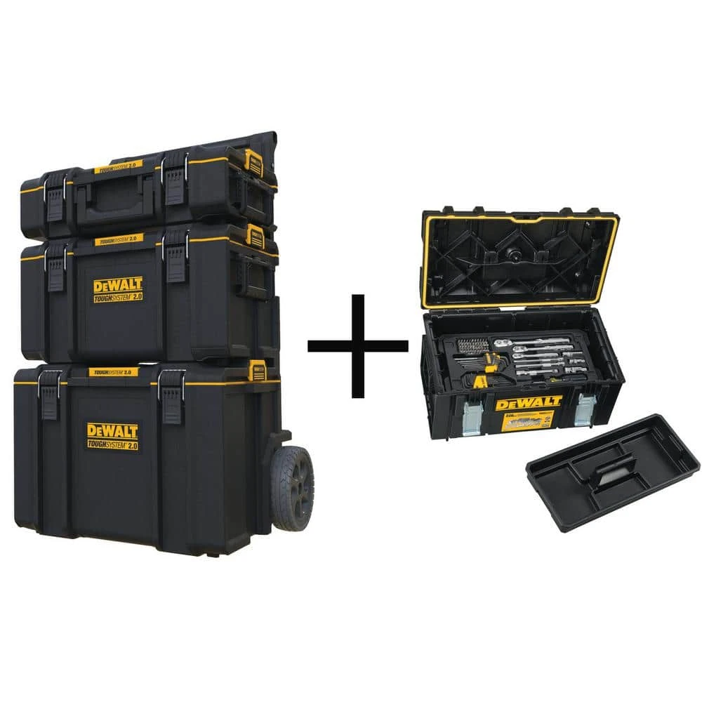 DEWALT TOUGHSYSTEM 2.0 Small Tool Box with Bonus Medium Tool Box, Mobile Tool Box and Mechanic Tool Set (226-Piece) w/ Tool Box 3 DEWALT TOUGHSYSTEM 2.0 Small Tool Box with Bonus Medium Tool Box, Mobile Tool Box and Mechanic Tool Set (226-Piece) w/ Tool Box