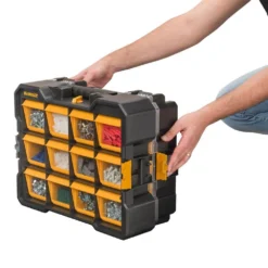 DEWALT 12-Compartment Small Parts Organizer Flip Bin (2-Pack) -Gripstor Sales Store black dewalt small parts organizers dwst14121w2pk 1d 1000