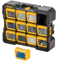 DEWALT 12-Compartment Small Parts Organizer Flip Bin (2-Pack) -Gripstor Sales Store black dewalt small parts organizers dwst14121w2pk 66 1000