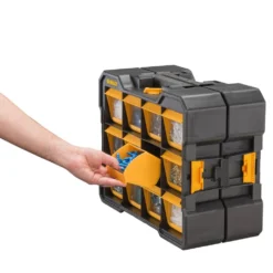 DEWALT 12-Compartment Small Parts Organizer Flip Bin (2-Pack) -Gripstor Sales Store black dewalt small parts organizers dwst14121w2pk a0 1000