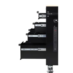 Husky 42 in. W x 18.1 in. D 8-Drawer Black Mobile Workbench Cabinet with Solid Wood Top -Gripstor Sales Store black husky mobile workbenches h42mwc8blk 44 1000