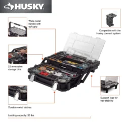 Husky 22 in. 22-Compartment Connect Cantilever Organizer for Small Parts Organizer 17 Husky 22 in. 22-Compartment Connect Cantilever Organizer for Small Parts Organizer -Gripstor Sales Store black husky modular tool storage systems 230379 a0 1000