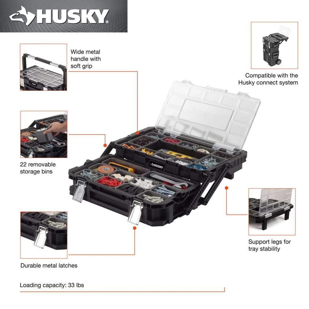 Husky 22 in. 22-Compartment Connect Cantilever Organizer for Small Parts Organizer 6 Husky 22 in. 22-Compartment Connect Cantilever Organizer for Small Parts Organizer - Image 4
