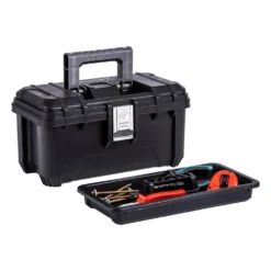 Husky 16 in. Black Plastic Portable Tool Box with Metal Latches -Gripstor Sales Store black husky portable tool boxes 235574 44 1000