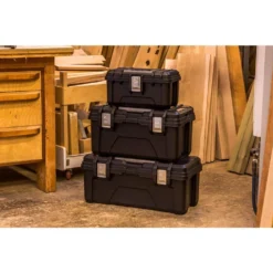 Husky 26 in. Black Plastic Portable Tool Box with Metal Latches -Gripstor Sales Store black husky portable tool boxes 235580 76 1000