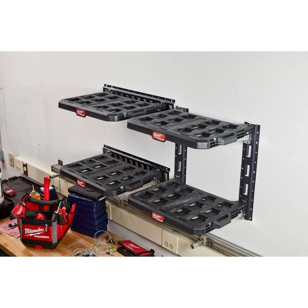 Milwaukee PACKOUT 22.3 in. Black Resin Racking Shelf with Metal Reinforced Frame 9 Milwaukee PACKOUT 22.3 in. Black Resin Racking Shelf with Metal Reinforced Frame - Image 7
