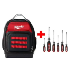 Milwaukee Ultimate Jobsite Black 15 in. Backpack with Screwdriver Cushion Grip Set (6-Piece) -Gripstor Sales Store black milwaukee tool bags 48 22 8201 48 22 2886 fa 1000