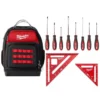 Milwaukee 15 in. Ultimate Jobsite Backpack W/Screwdriver Set W/ 7 in. Rafter Square and 4-1/2 in. Trim Square Set (11-Piece) -Gripstor Sales Store black milwaukee tool bags 48 22 8201 mlsq070p 48 22 2718 64 1000