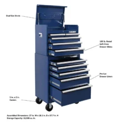 Husky 27 in. 10-Drawer Blue Tool Chest Combo -Gripstor Sales Store blue husky tool chest combos h27ch5tr5blu 44 1000