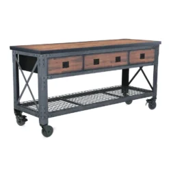 Duramax Building Products 72 in. x 24 in. 3-Drawers Rolling Industrial Workbench and Wood Top