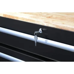 Husky 46 in. W x 24.5 in. D Standard Duty 9-Drawer Mobile Workbench Tool Chest with Solid Wood Top in Gloss Black -Gripstor Sales Store gloss black with silver trim husky mobile workbenches h46mwc9v2 4f 1000