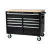 Husky 46 in. W x 24.5 in. D Standard Duty 9-Drawer Mobile Workbench Tool Chest with Solid Wood Top in Gloss Black -Gripstor Sales Store gloss black with silver trim husky mobile workbenches h46mwc9v2 64 1000