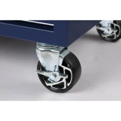 Husky 46 in. W x 24.5 in. D Standard Duty 9-Drawer Mobile Workbench Tool Chest with Solid Wood Top in Gloss Blue -Gripstor Sales Store gloss blue with silver trim husky mobile workbenches h46mwc9gbv2 fa 1000