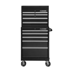 Husky 27 in. W x 18 in. D Standard Duty 11-Drawer Tool Chest and Top Tool Cabinet Combo in Black -Gripstor Sales Store gloss tool chest combos uact h 270111bk 4f 1000