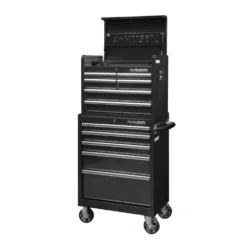 Husky 27 in. W x 18 in. D Standard Duty 11-Drawer Tool Chest and Top Tool Cabinet Combo in Black