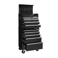 Husky 27 in. W x 18 in. D Standard Duty 11-Drawer Tool Chest and Top Tool Cabinet Combo in Black -Gripstor Sales Store gloss tool chest combos uact h 270111bk fa 1000