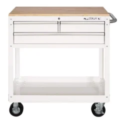 Husky 36 in. 3-Drawer with Solid Wood Top in Gloss White Utility Cart -Gripstor Sales Store gloss white husky tool carts houc3603bj1 c3 1000