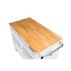 Husky 46 in. W x 24.5 in D Standard Duty 9-Drawer Mobile Workbench Tool Chest with Solid Wood Top in Gloss White -Gripstor Sales Store gloss white with silver trim husky mobile workbenches hotc4609bj6m fa 1000