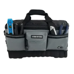 DEAD ON TOOLS 18 in. FlatTop Weather Resistant Tool Bag -Gripstor Sales Store gray black dead on tools tool bags do720 fa 1000