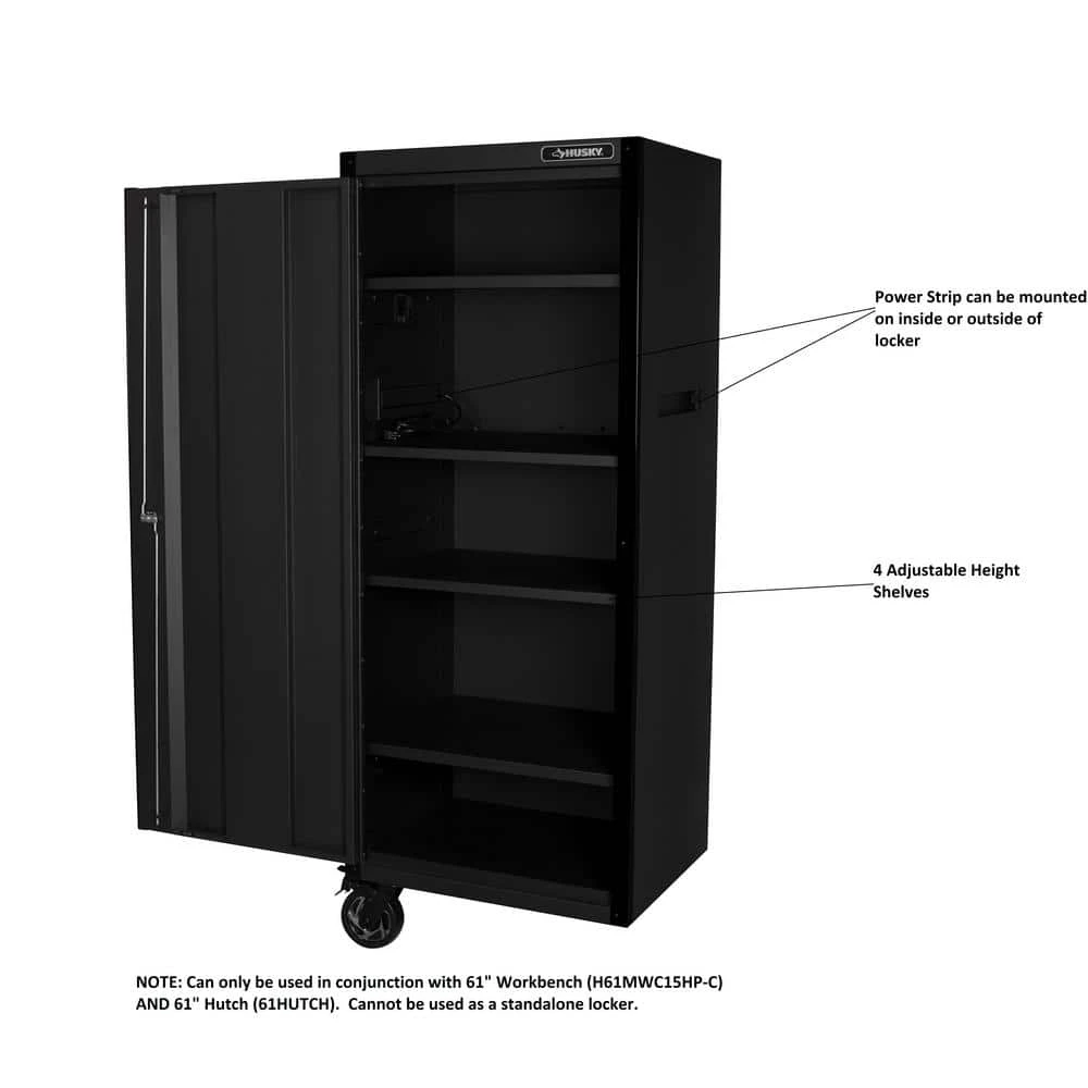 Husky 27 in. Heavy-Duty Tool Storage Side End Locker Mobile Workbench and Hutch Add-On Attachment with 2 Casters in Black 4 Husky 27 in. Heavy-Duty Tool Storage Side End Locker Mobile Workbench and Hutch Add-On Attachment with 2 Casters in Black - Image 2