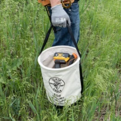 Klein Tools Canvas Bucket, Wide-Opening, Straight-Wall, Molded Bottom, 12-Inch -Gripstor Sales Store natural canvas klein tools tool bags 5109 1d 1000