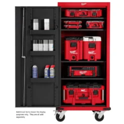 Milwaukee 27 in. 4-Shelf Tool Locker -Gripstor Sales Store red and black milwaukee side tool cabinets lockers 48 22 8586 1f 1000