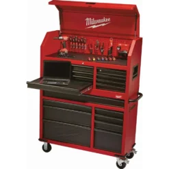 Milwaukee 46 in. 8-Drawer Steel Storage Top Chest in Red and Black -Gripstor Sales Store red and black textured powder coating milwaukee top tool chests 48 22 8510 31 1000