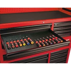 Milwaukee 46 in. 8-Drawer Steel Storage Top Chest in Red and Black -Gripstor Sales Store red and black textured powder coating milwaukee top tool chests 48 22 8510 77 1000
