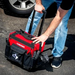 Husky 14 in. Rolling Tool Bag with Stackable 12 in. Tool Bag -Gripstor Sales Store red black husky tool bags hd650142 th bd 44 1000
