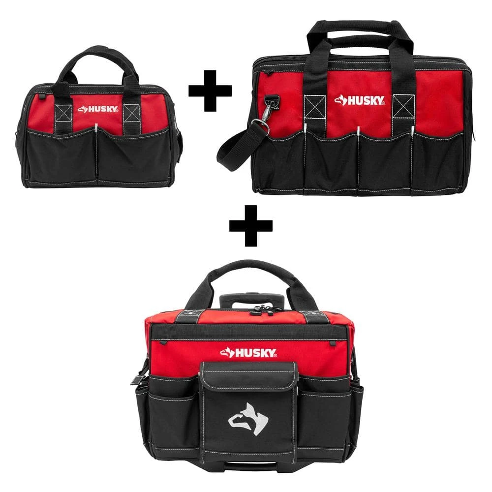 Husky 18 in. Rolling Tool Bag with 18 in. and 12 in. Tool Bags 3 Husky 18 in. Rolling Tool Bag with 18 in. and 12 in. Tool Bags
