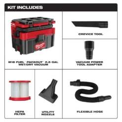 Milwaukee PACKOUT 20 in. 2-Wheel Utility Cart & M18 FUEL PACKOUT 18-Volt Lithium-Ion Cordless 2.5 Gal. Wet/Dry Vacuum (Tool-Only) -Gripstor Sales Store red black milwaukee modular tool storage systems 48 22 8415 0970 20 a0 1000