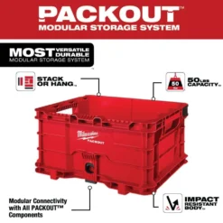 Milwaukee PACKOUT 20 in. 2-Wheel Utility Cart with Large Tool Box and Crate (3-Piece) -Gripstor Sales Store red black milwaukee modular tool storage systems 48 22 8415 48 22 8425 48 22 8440 1d 1000