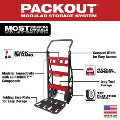 Milwaukee PACKOUT 20 in. 2-Wheel Utility Cart with Large Tool Box and Crate (3-Piece) -Gripstor Sales Store red black milwaukee modular tool storage systems 48 22 8415 48 22 8425 48 22 8440 40 1000