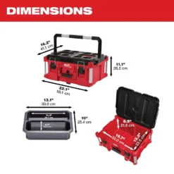 Milwaukee PACKOUT 20 in. 2-Wheel Utility Cart with Large Tool Box and Crate (3-Piece) -Gripstor Sales Store red black milwaukee modular tool storage systems 48 22 8415 48 22 8425 48 22 8440 77 1000