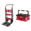 Milwaukee PACKOUT 20 in. 2-Wheel Utility Cart with Large Tool Box (2-Piece) -Gripstor Sales Store red black milwaukee modular tool storage systems 48 22 8415 48 22 8425 64 1000