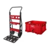 Milwaukee PACKOUT 20 in. 2-Wheel Utility Cart with (1) PACKOUT Tool Storage Crate -Gripstor Sales Store red black milwaukee modular tool storage systems 48 22 8415 48 22 8440x1 64 1000