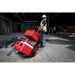 Milwaukee PACKOUT 20 in. 2-Wheel Utility Cart with (3) PACKOUT Tool Storage Crates -Gripstor Sales Store red black milwaukee modular tool storage systems 48 22 8415 48 22 8440x3 fa 1000