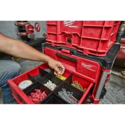 Milwaukee PACKOUT 20 in. 2-Wheel Utility Cart with 2-Drawer Tool Box -Gripstor Sales Store red black milwaukee modular tool storage systems 48 22 8415 48 22 8442 fa 1000