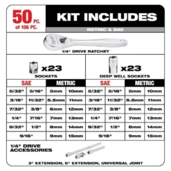 Milwaukee PACKOUT 20 in. 2-Wheel Folding Utility Cart w/3/8 in. and 1/4 in. SAE/Metric Mechanics Set (107-Piece) -Gripstor Sales Store red black milwaukee modular tool storage systems 48 22 8415 48 22 9486 44 1000