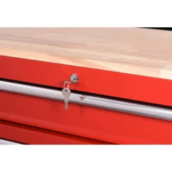 Husky 42 in. W x 18.1 in. D 8-Drawer Red Mobile Workbench Cabinet with Solid Wood Top -Gripstor Sales Store red husky mobile workbenches h42mwc8red fa 1000