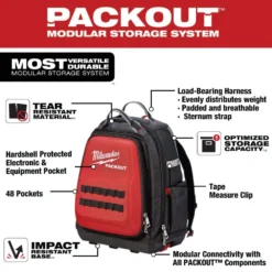 Milwaukee 15 in. PACKOUT Backpack with M12 12-Volt Lithium-Ion Cordless 1/4 in. Hex Screwdriver Kit -Gripstor Sales Store red milwaukee modular tool storage systems 48 22 8301 2401 22 40 1000