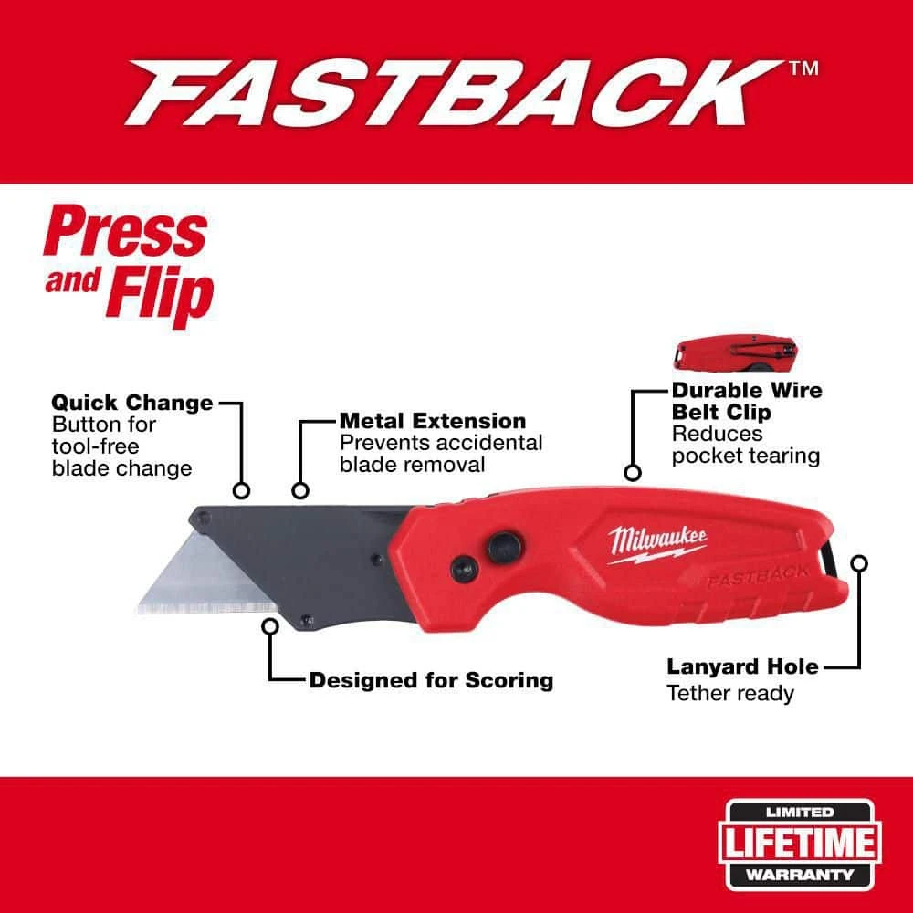 Milwaukee 15 in. PACKOUT Backpack with FASTBACK 6-In-1 Folding Utility Knife and FASTBACK Compact Folding Utility Knife Set 8 Milwaukee 15 in. PACKOUT Backpack with FASTBACK 6-In-1 Folding Utility Knife and FASTBACK Compact Folding Utility Knife Set - Image 6