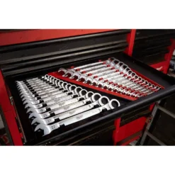 Milwaukee 15 in. PACKOUT Backpack with SAE Combination Ratcheting Wrench Set (15-Piece) -Gripstor Sales Store red milwaukee modular tool storage systems 48 22 8301 48 22 9416 fa 1000