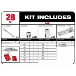 Milwaukee 15 in. PACKOUT Backpack and 3/8 in. Drive SAE Ratchet and Socket Mechanics Tool Set with PACKOUT Case (28-Piece) -Gripstor Sales Store red milwaukee modular tool storage systems 48 22 8301 48 22 9481 40 1000
