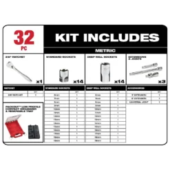 Milwaukee 15 in. PACKOUT Backpack 3/8 in. Drive METRIC Ratchet and Socket Mechanics Tool Set with PACKOUT Case (32-Piece) -Gripstor Sales Store red milwaukee modular tool storage systems 48 22 8301 48 22 9482 40 1000