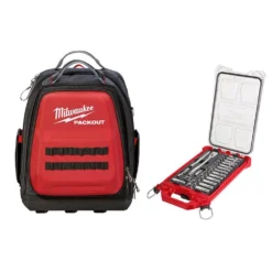 Milwaukee 15 in. PACKOUT Backpack 3/8 in. Drive METRIC Ratchet and Socket Mechanics Tool Set with PACKOUT Case (32-Piece)