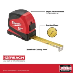 Milwaukee 10 in. PACKOUT Tote with 25 ft. Compact Tape Measure 15 Milwaukee 10 in. PACKOUT Tote with 25 ft. Compact Tape Measure -Gripstor Sales Store red milwaukee modular tool storage systems 48 22 8310 48 22 6625 40 1000