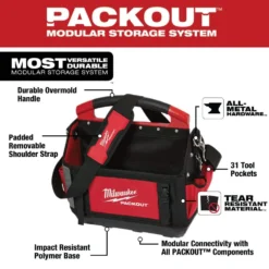 Milwaukee 15 in. PACKOUT Tote with Compact Organizer 17 Milwaukee 15 in. PACKOUT Tote with Compact Organizer -Gripstor Sales Store red milwaukee modular tool storage systems 48 22 8315 48 22 8435 e1 1000