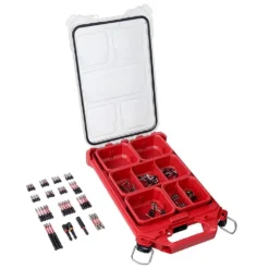Milwaukee 20 in. PACKOUT Tote with SHOCKWAVE Impact Duty Alloy Steel Screw Driver Bit Set with PACKOUT Case (100-Piece) -Gripstor Sales Store red milwaukee modular tool storage systems 48 22 8320 48 32 4082 77 1000